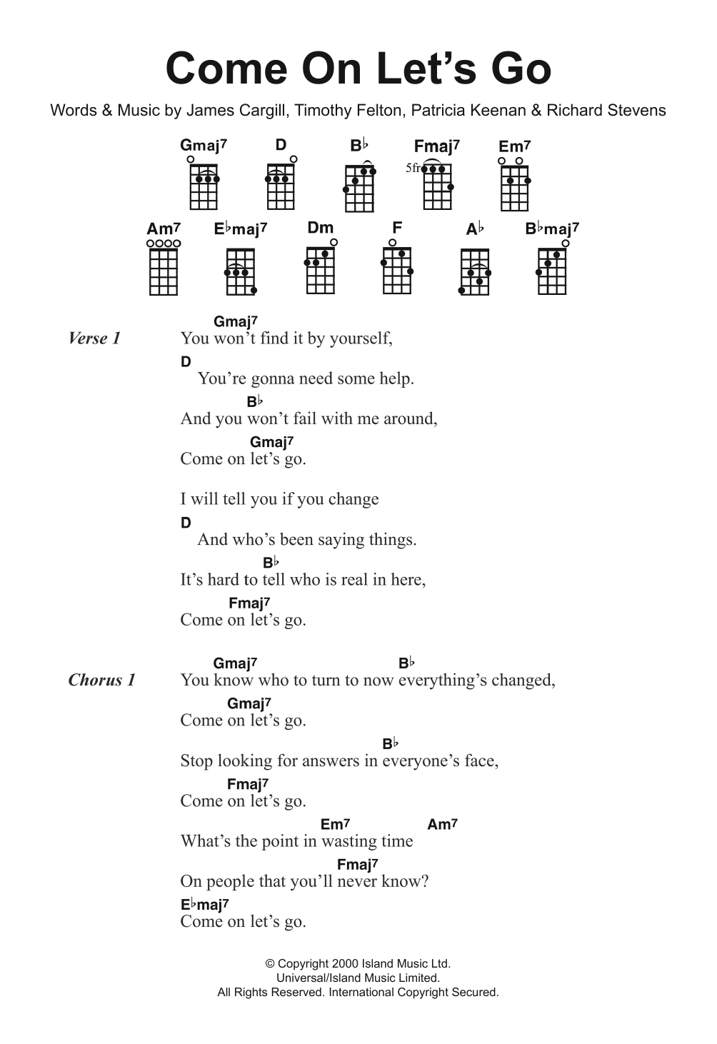 Download Broadcast Come On, Let's Go Sheet Music and learn how to play Ukulele PDF digital score in minutes