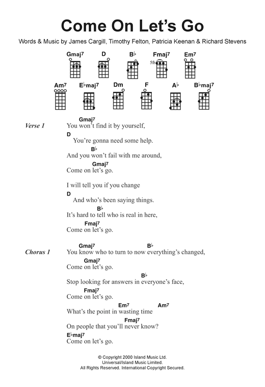 Download Broadcast Come On, Let's Go Sheet Music and learn how to play Ukulele PDF digital score in minutes