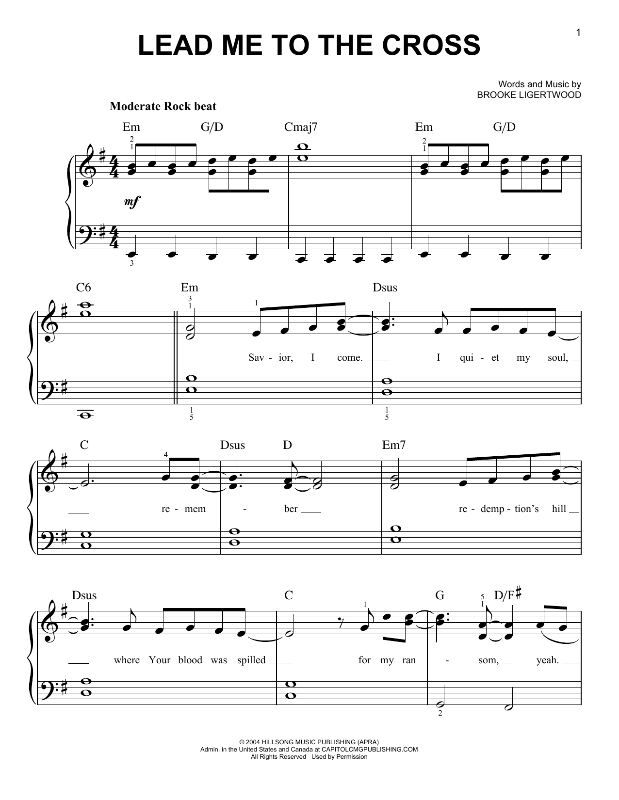 Download Brooke Ligertwood Lead Me To The Cross Sheet Music and learn how to play Easy Guitar PDF digital score in minutes