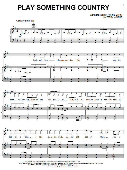 Download Brooks & Dunn Play Something Country Sheet Music and learn how to play Piano, Vocal & Guitar (Right-Hand Melody) PDF digital score in minutes