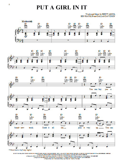 Download Brooks & Dunn Put A Girl In It Sheet Music and learn how to play Piano, Vocal & Guitar (Right-Hand Melody) PDF digital score in minutes