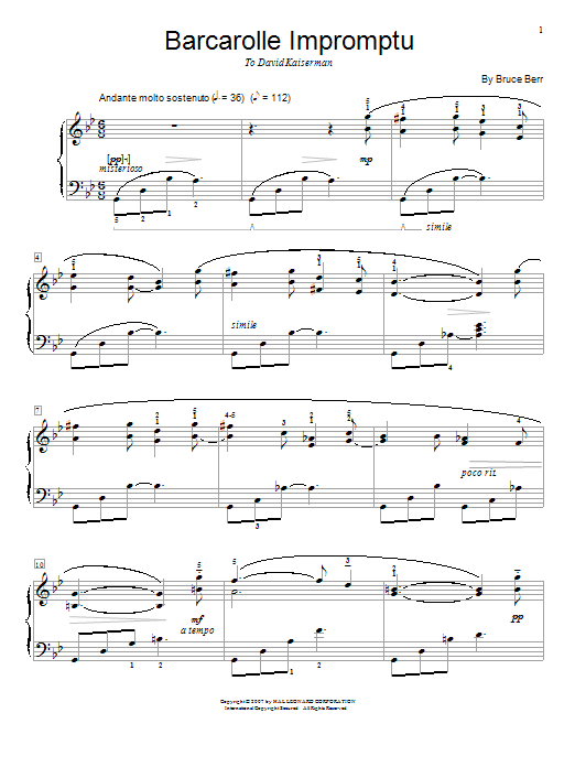 Download Bruce Berr Barcarolle Impromptu Sheet Music and learn how to play Piano PDF digital score in minutes