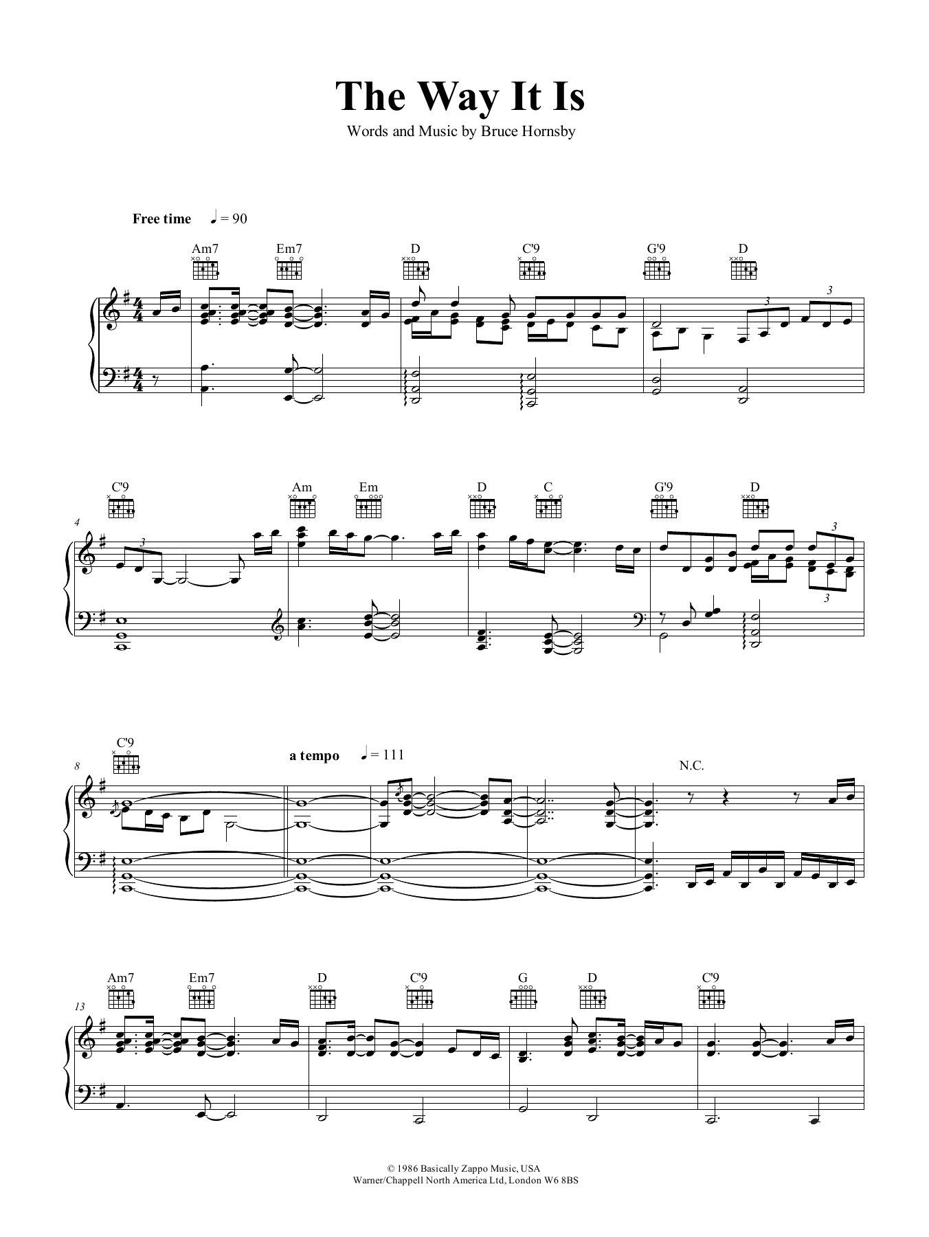 Download Bruce Hornsby The Way It Is Sheet Music and learn how to play Keyboard PDF digital score in minutes