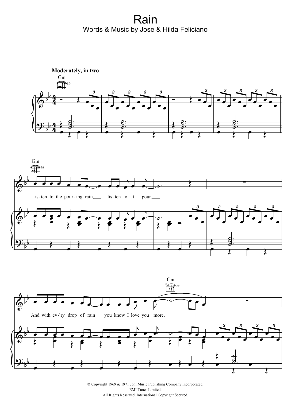 Download Bruce Ruffin Rain Sheet Music and learn how to play Piano, Vocal & Guitar (Right-Hand Melody) PDF digital score in minutes