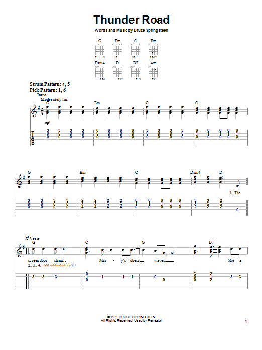 Download Bruce Springsteen Thunder Road Sheet Music and learn how to play Trombone PDF digital score in minutes