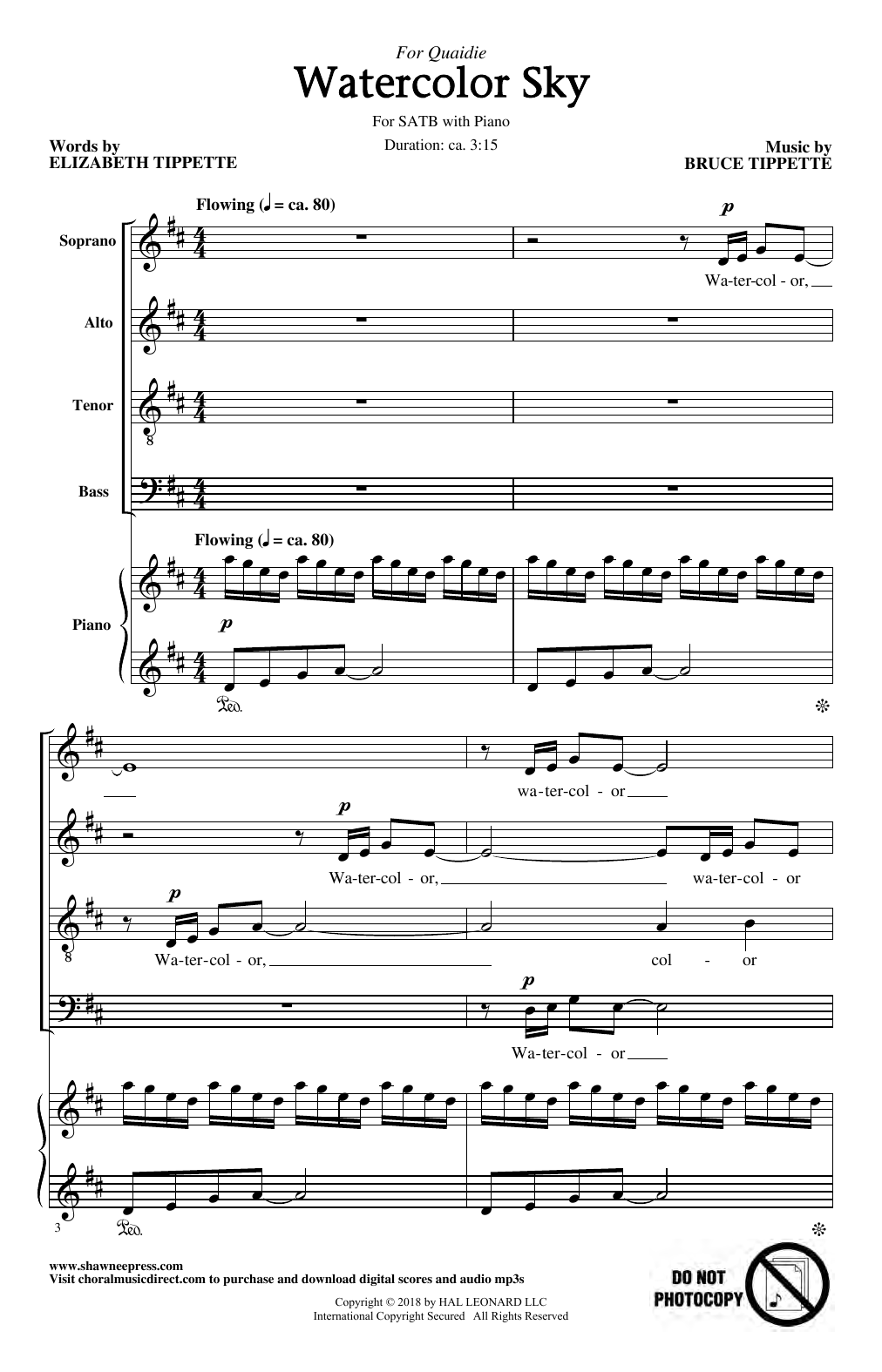 Download Bruce Tippette & Elizabeth Tippette Watercolor Sky Sheet Music and learn how to play SATB Choir PDF digital score in minutes