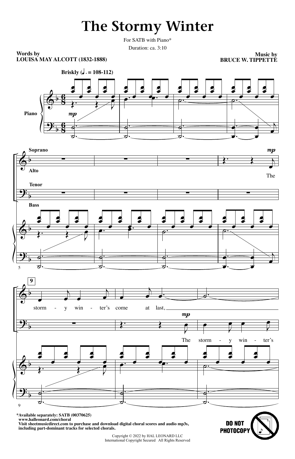 Download Bruce W. Tippette The Stormy Winter Sheet Music and learn how to play SATB Choir PDF digital score in minutes