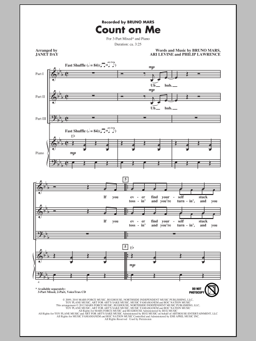 Download Janet Day Count On Me Sheet Music and learn how to play 2-Part Choir PDF digital score in minutes