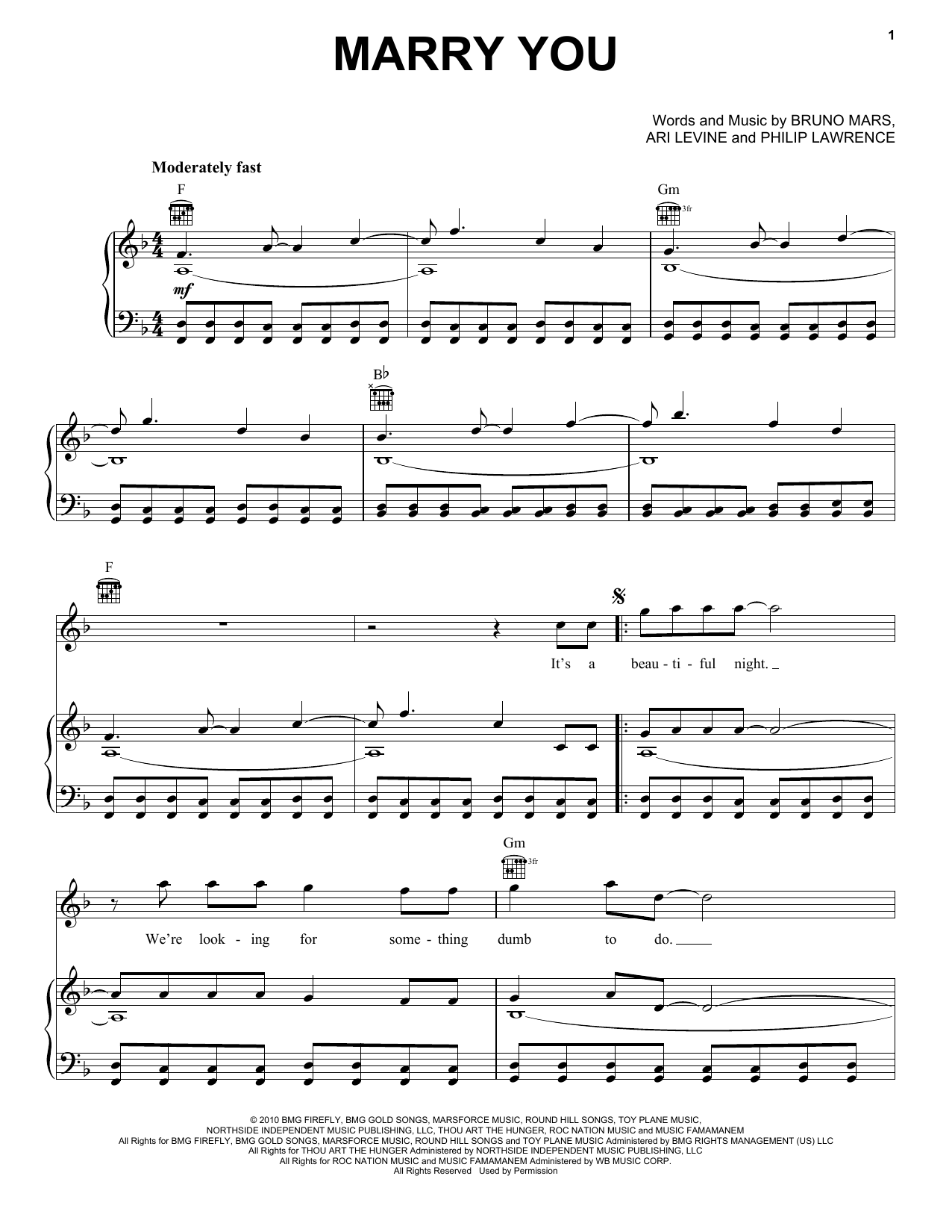 Download Bruno Mars Marry You Sheet Music and learn how to play Ukulele PDF digital score in minutes