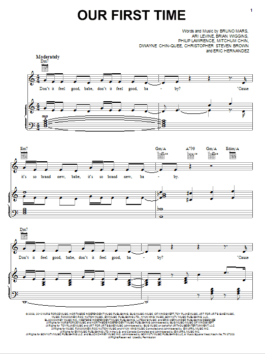 Download Bruno Mars Our First Time Sheet Music and learn how to play Easy Guitar Tab PDF digital score in minutes