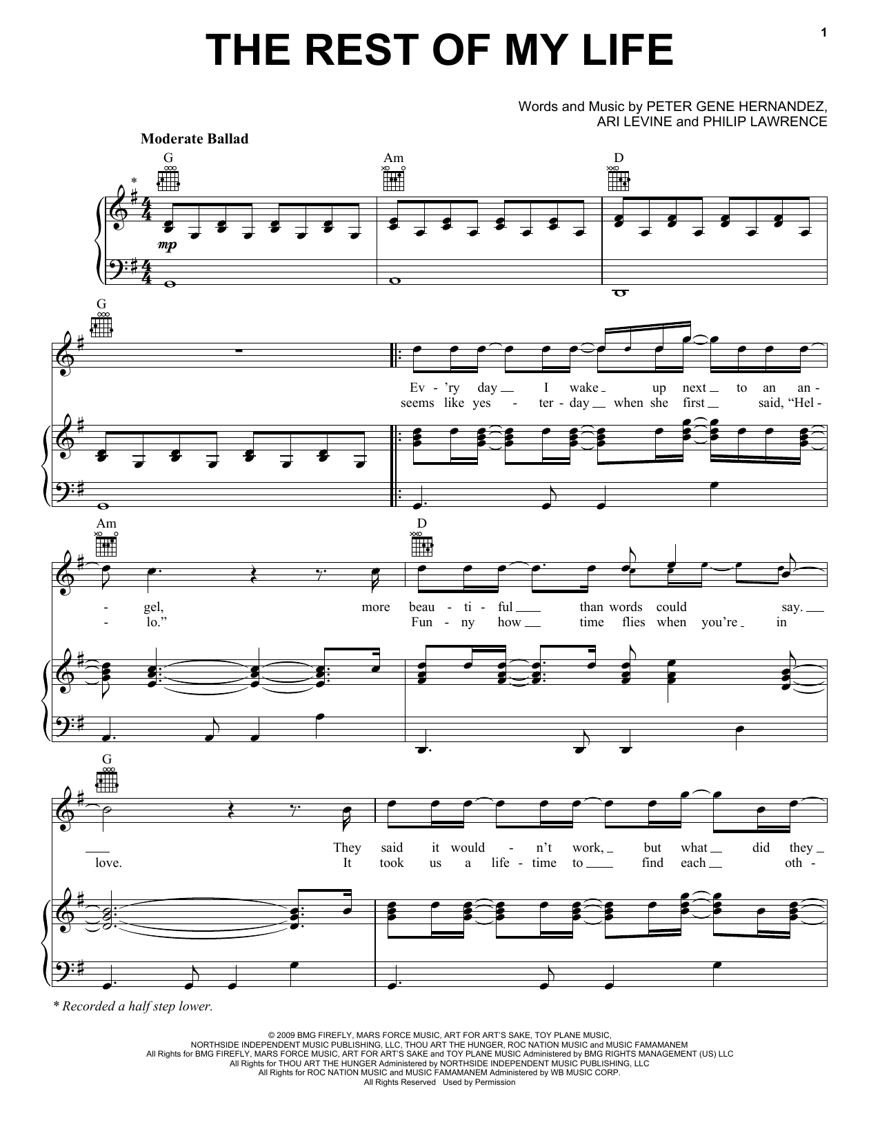 Download Bruno Mars The Rest Of My Life Sheet Music and learn how to play Melody Line, Lyrics & Chords PDF digital score in minutes