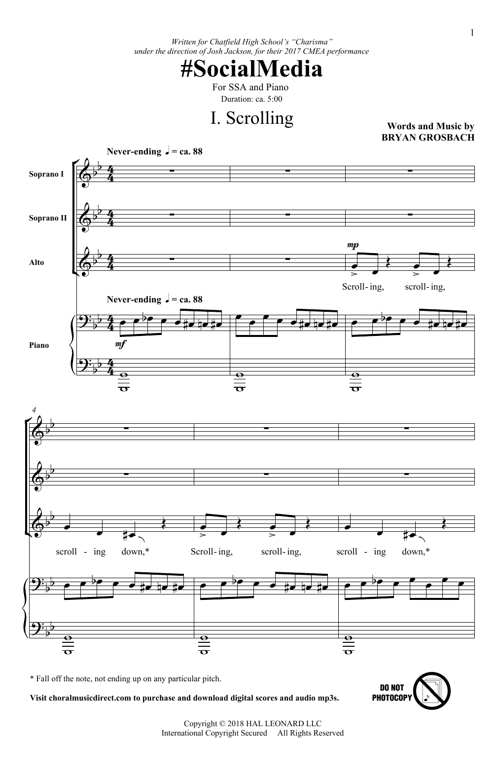 Download Bryan Grosbach #SocialMedia Sheet Music and learn how to play SSA Choir PDF digital score in minutes