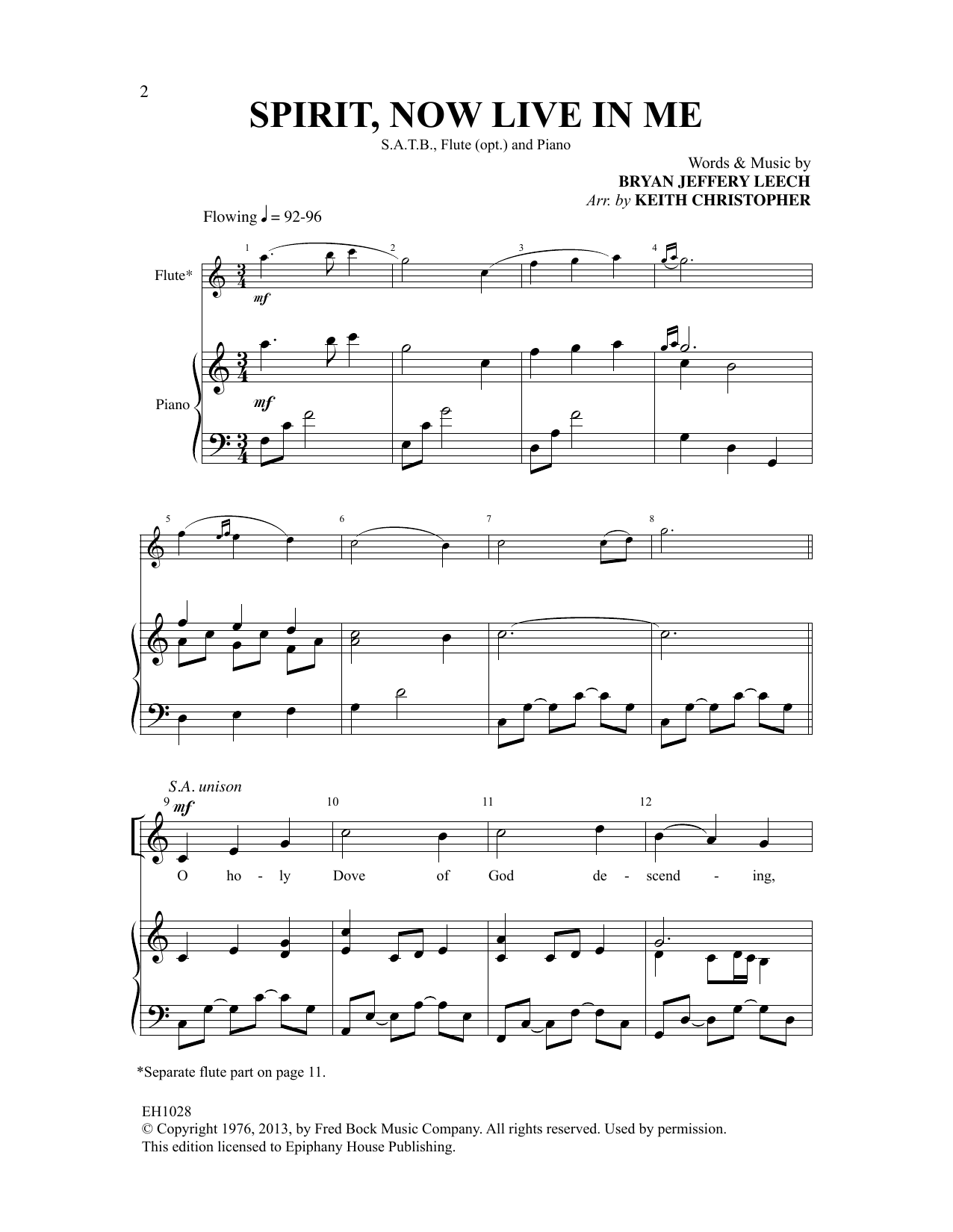 Download Bryan Jeffrey Leech Spirit, Now Live In Me (arr. Keith Christopher) Sheet Music and learn how to play SATB Choir PDF digital score in minutes