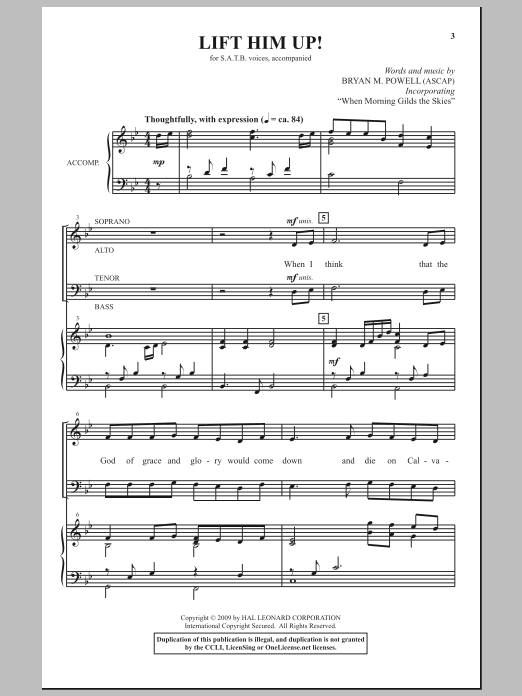 Download Bryan M. Powell Lift Him Up! Sheet Music and learn how to play SATB Choir PDF digital score in minutes