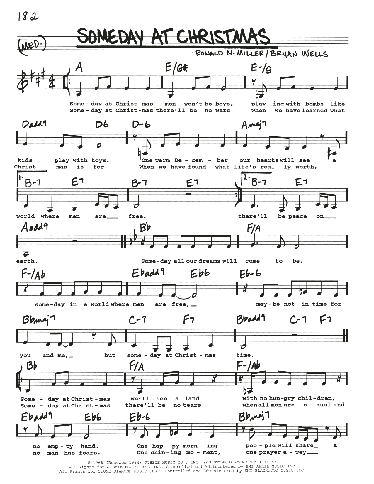 Download Bryan Wells Someday At Christmas Sheet Music and learn how to play Real Book – Melody, Lyrics & Chords PDF digital score in minutes