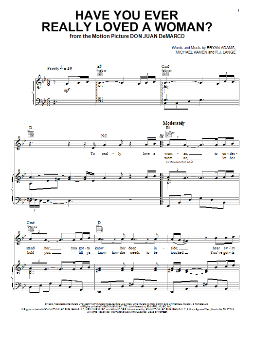 Download Bryan Adams Sheet Music and learn how to play Piano, Vocal & Guitar (Right-Hand Melody) PDF score in minutes