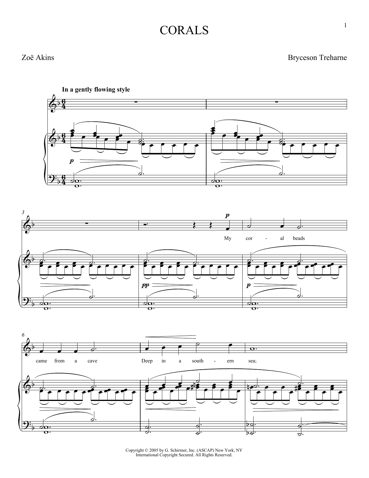 Download Bryceson Treharne Corals Sheet Music and learn how to play Piano & Vocal PDF digital score in minutes