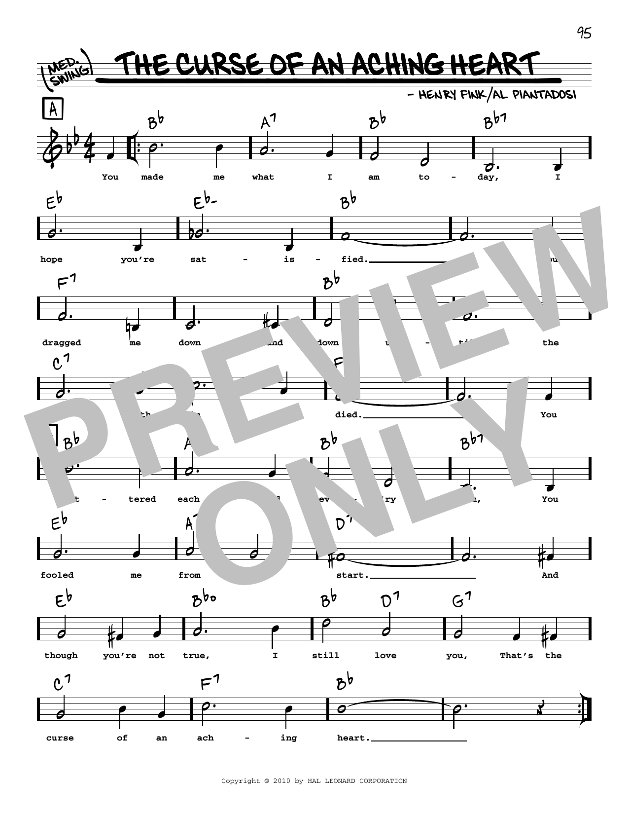 Download Buck and Bubbles The Curse Of An Aching Heart (arr. Robert Rawlins) Sheet Music and learn how to play Real Book – Melody, Lyrics & Chords PDF digital score in minutes