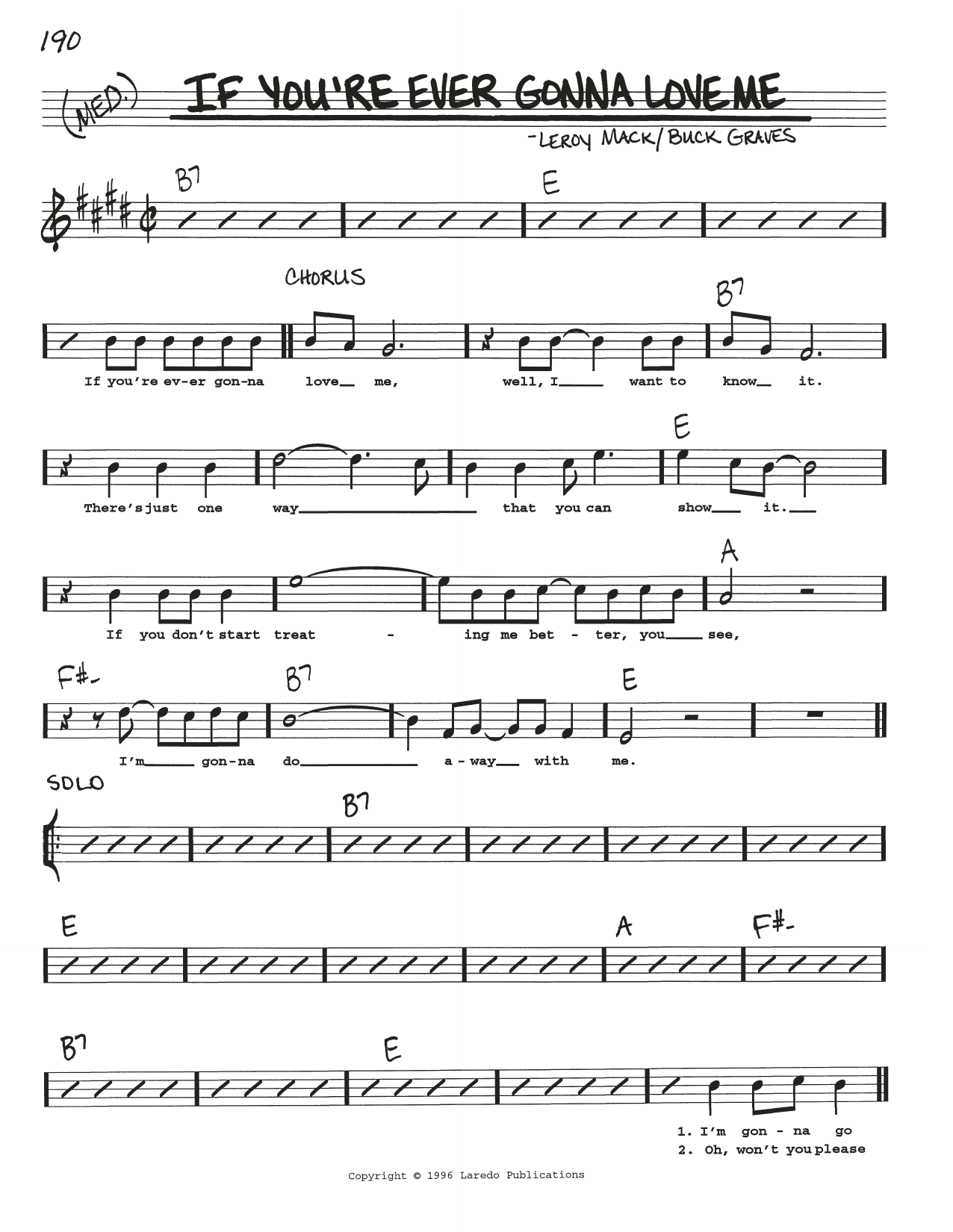 Download Buck Graves If You're Ever Gonna Love Me Sheet Music and learn how to play Real Book – Melody, Lyrics & Chords PDF digital score in minutes