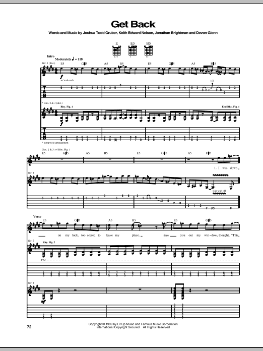 Download Buckcherry Get Back Sheet Music and learn how to play Guitar Tab PDF digital score in minutes