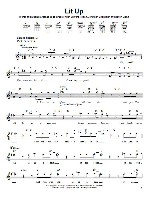 Download Buckcherry Lit Up Sheet Music and learn how to play Easy Guitar PDF digital score in minutes