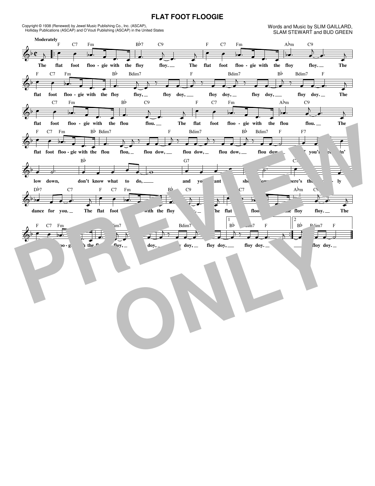 Download Bud Green Flat Foot Floogee Sheet Music and learn how to play Melody Line, Lyrics & Chords PDF digital score in minutes