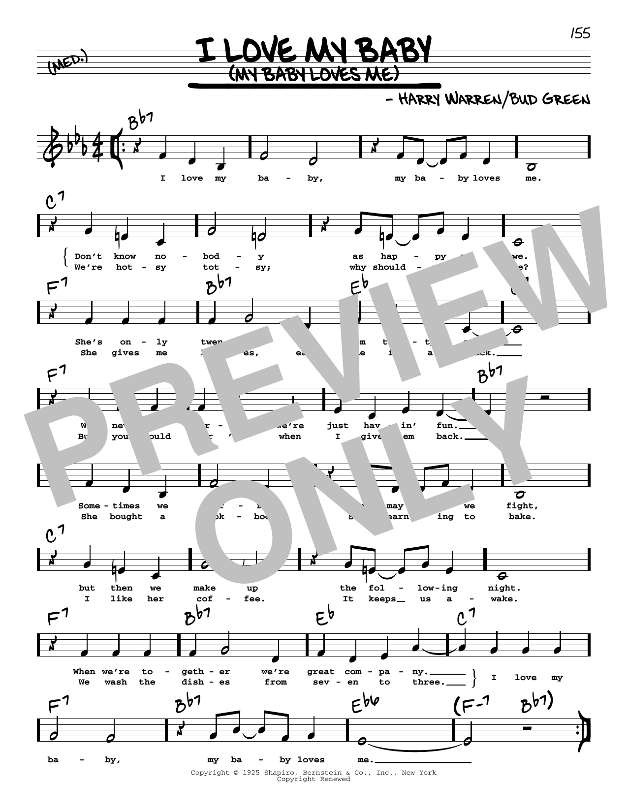 Download Bud Green I Love My Baby (My Baby Loves Me) (Low Voice) Sheet Music and learn how to play Real Book – Melody, Lyrics & Chords PDF digital score in minutes