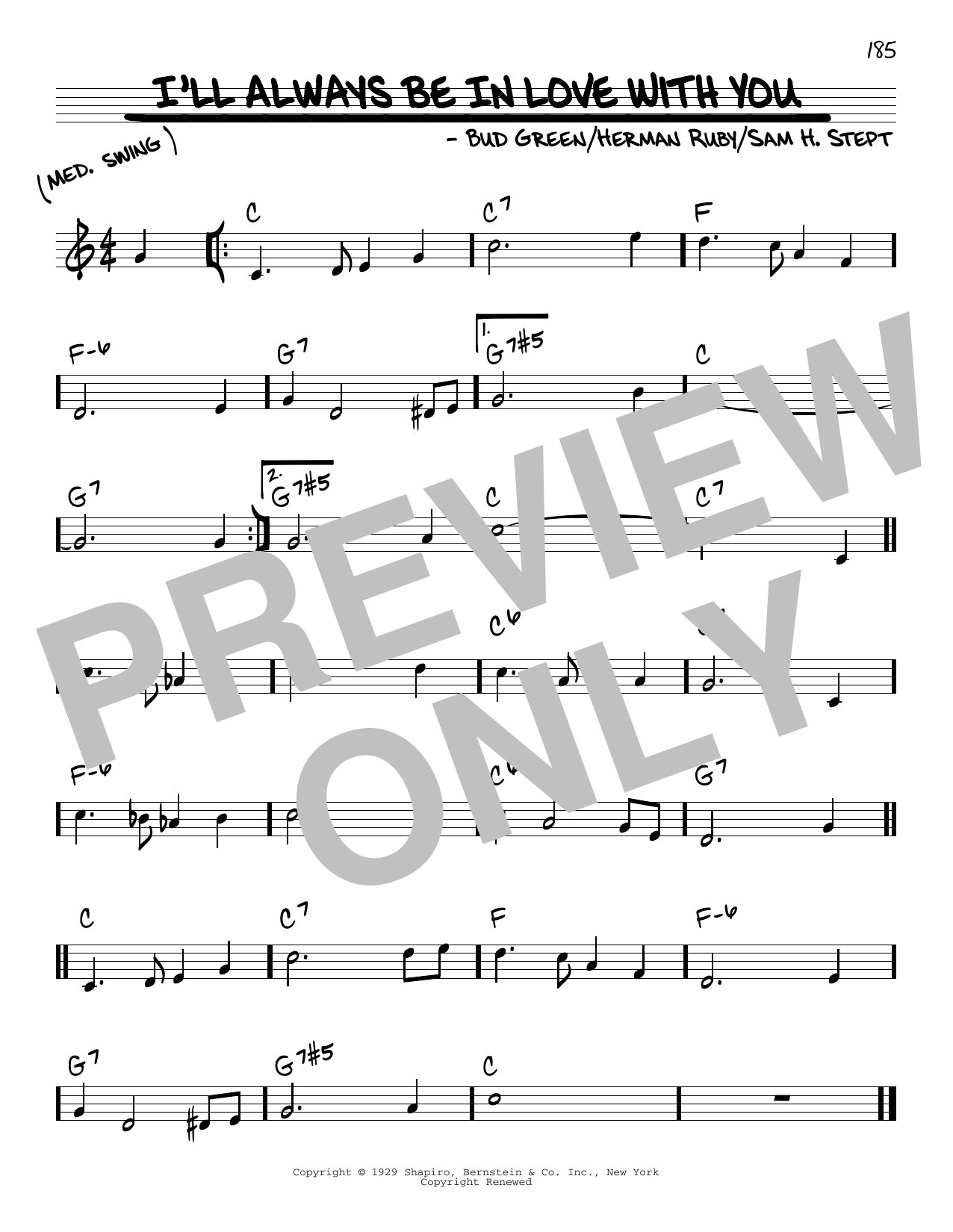 Download Bud Green I'll Always Be In Love With You Sheet Music and learn how to play Real Book – Melody & Chords PDF digital score in minutes
