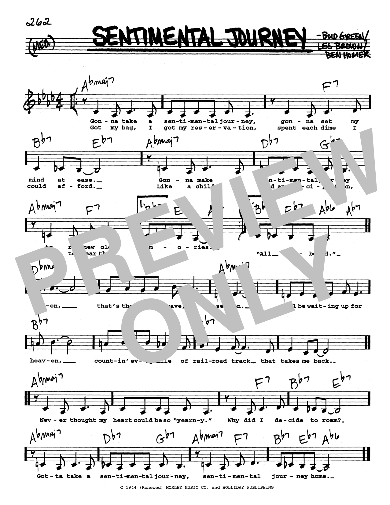 Download Bud Green Sentimental Journey (Low Voice) Sheet Music and learn how to play Real Book – Melody, Lyrics & Chords PDF digital score in minutes