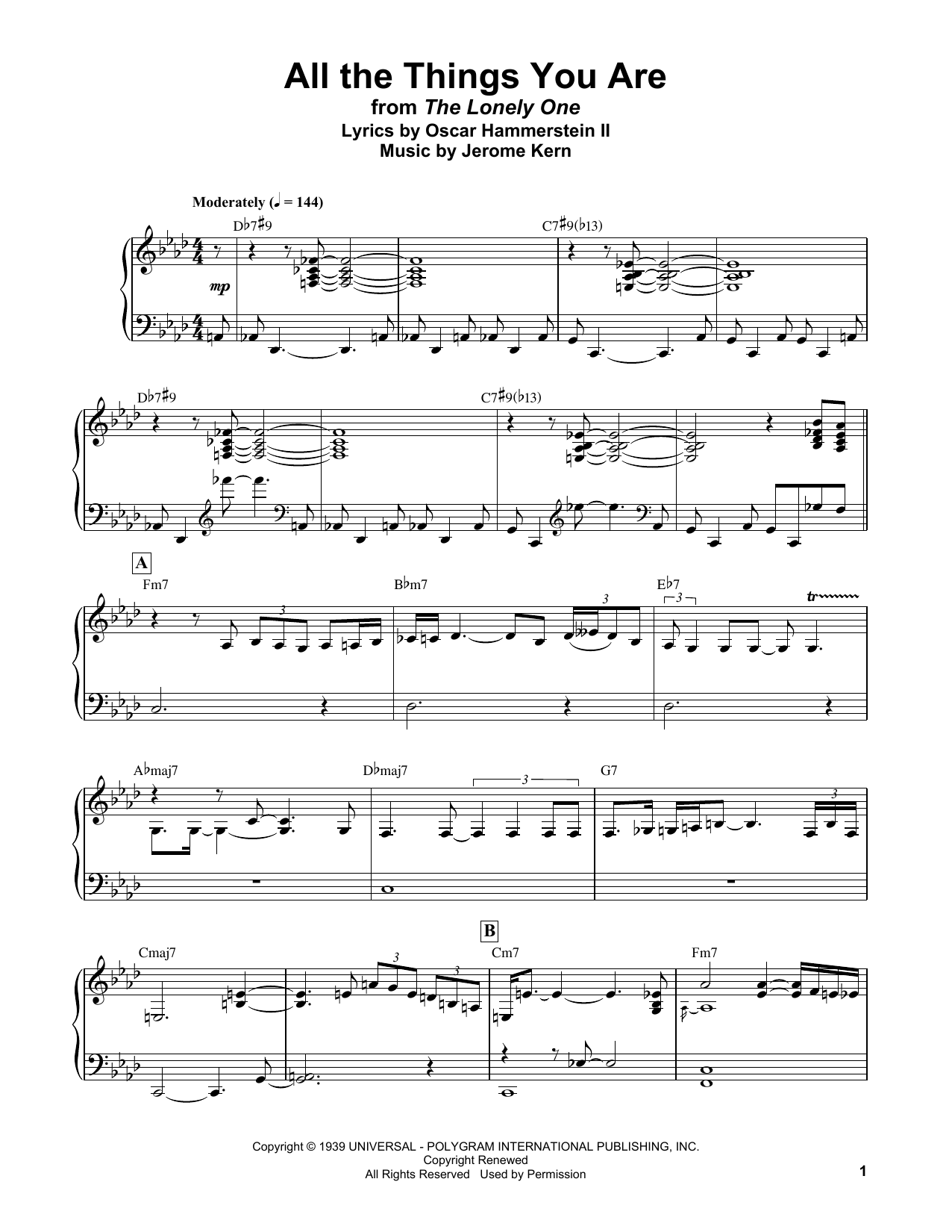 Download Bud Powell All The Things You Are Sheet Music and learn how to play Piano Transcription PDF digital score in minutes