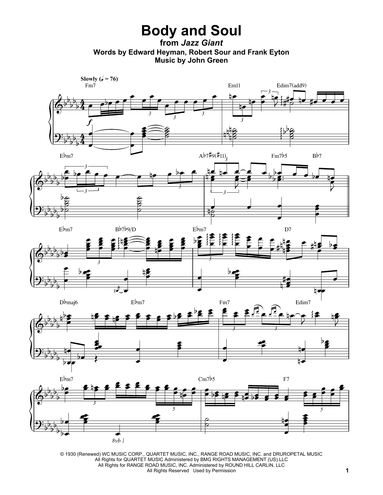 Download Bud Powell Body And Soul Sheet Music and learn how to play Piano Transcription PDF digital score in minutes