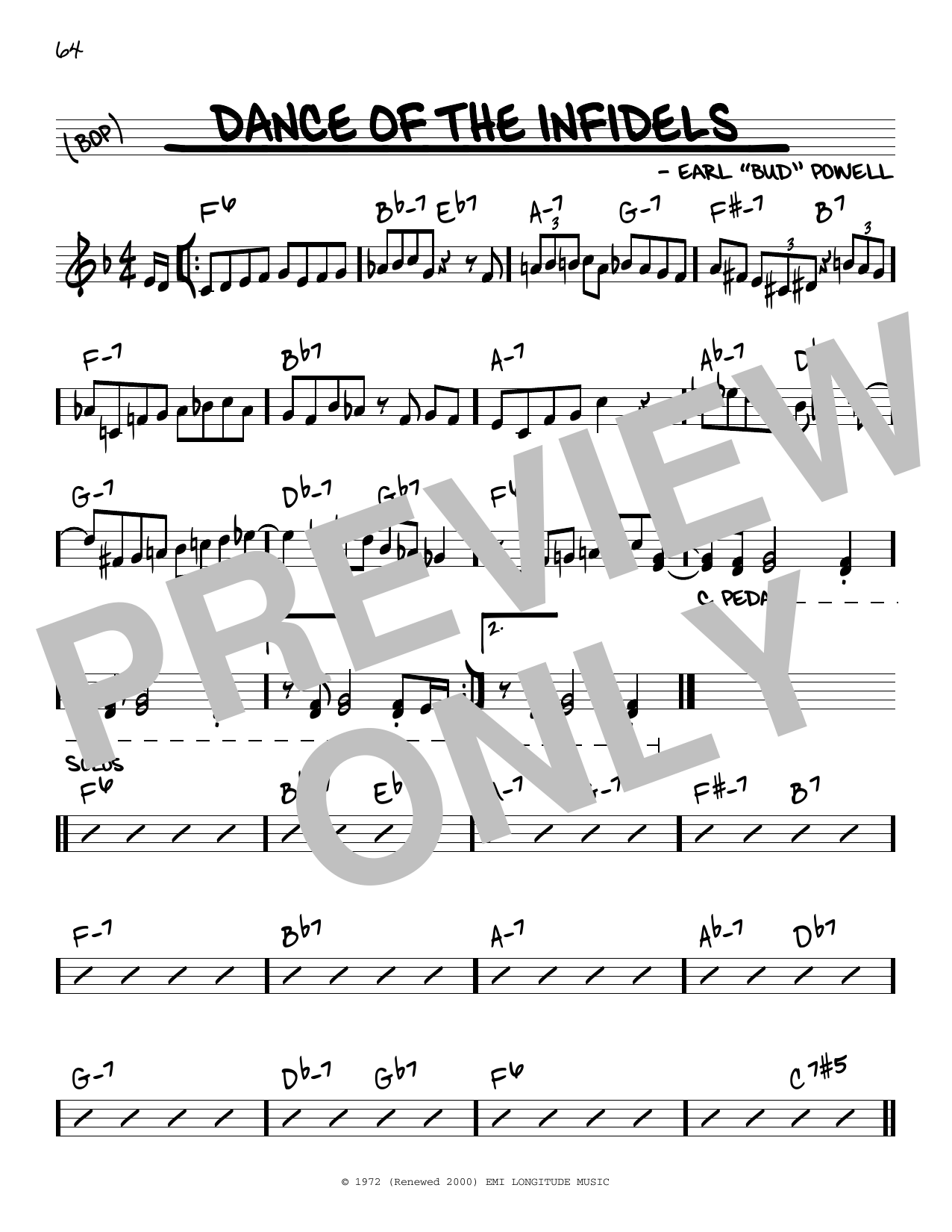 Download Bud Powell Dance Of The Infidels Sheet Music and learn how to play Real Book - Melody & Chords - C Instruments PDF digital score in minutes