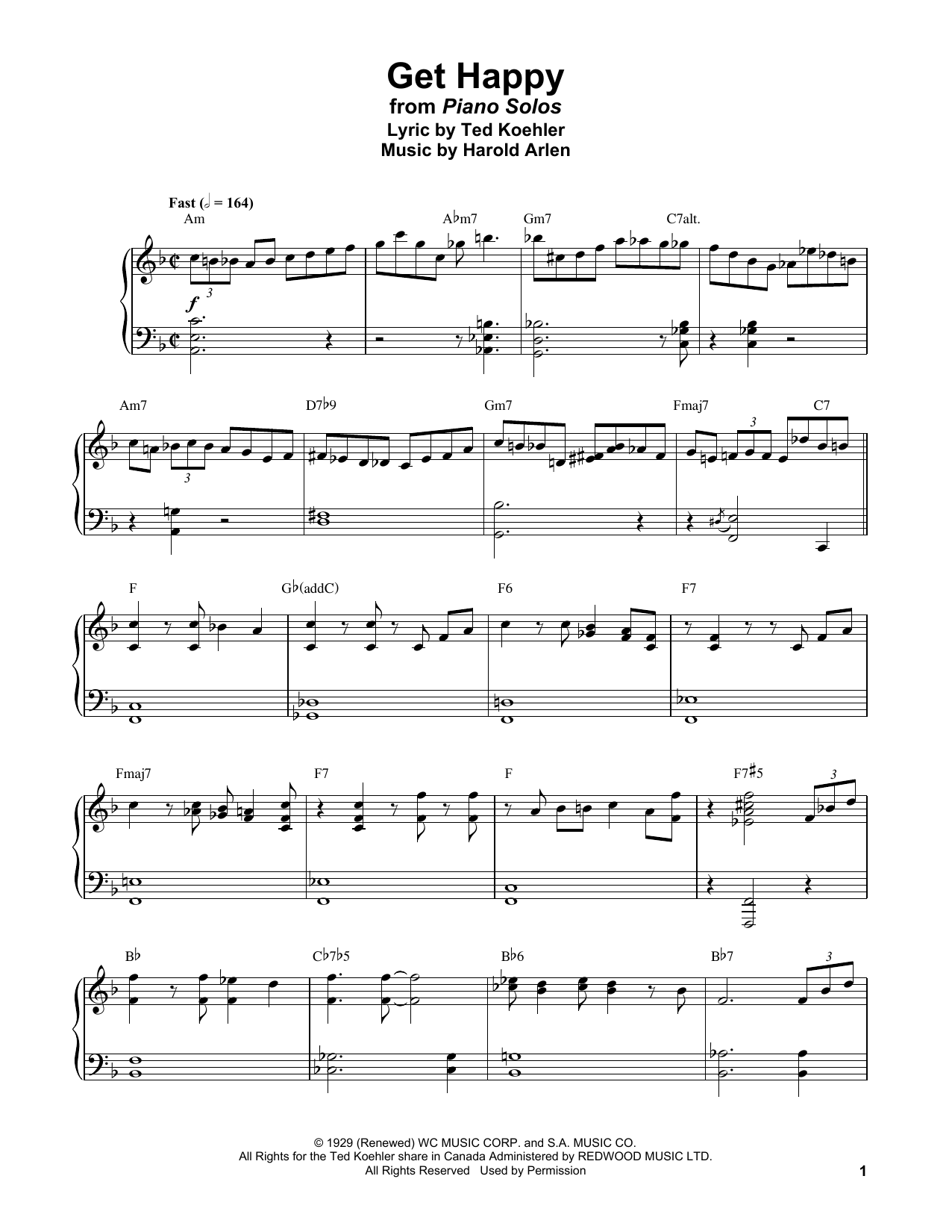 Download Bud Powell Get Happy Sheet Music and learn how to play Piano Transcription PDF digital score in minutes