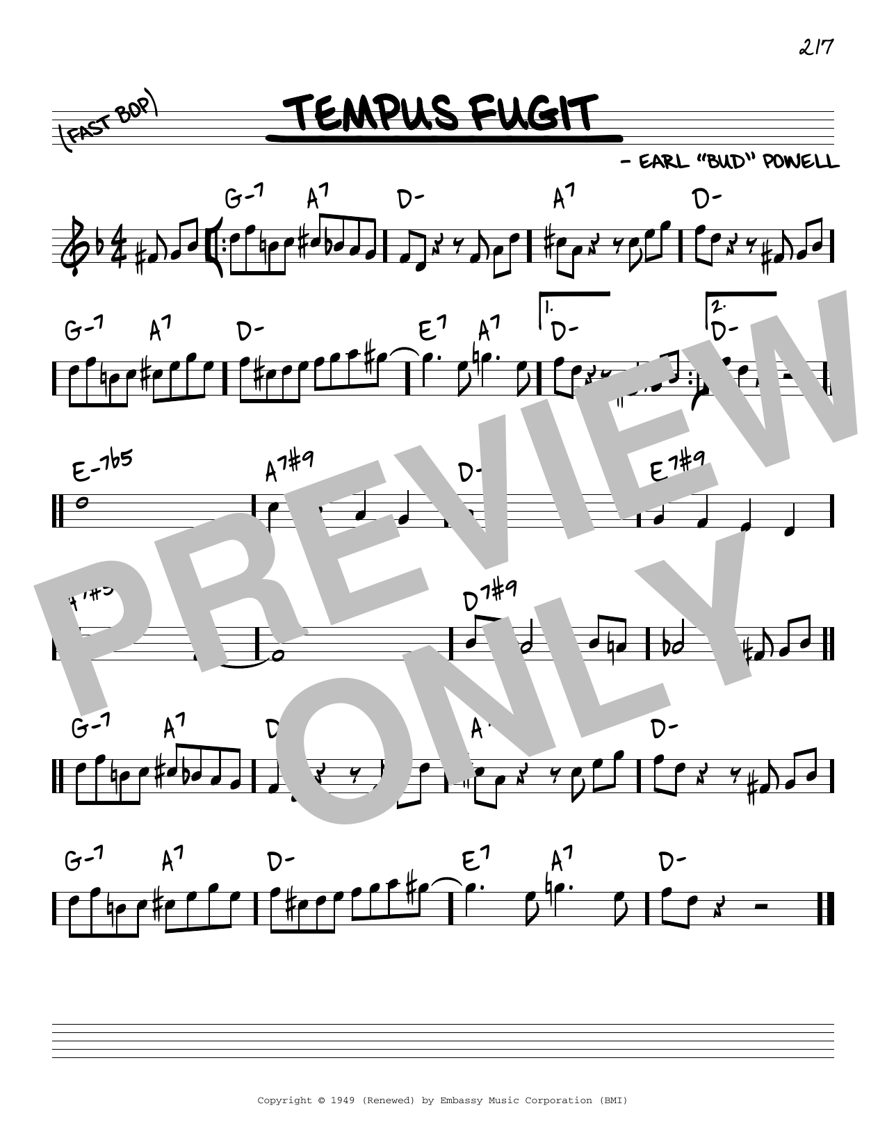 Download Bud Powell Tempus Fugit Sheet Music and learn how to play Piano Transcription PDF digital score in minutes
