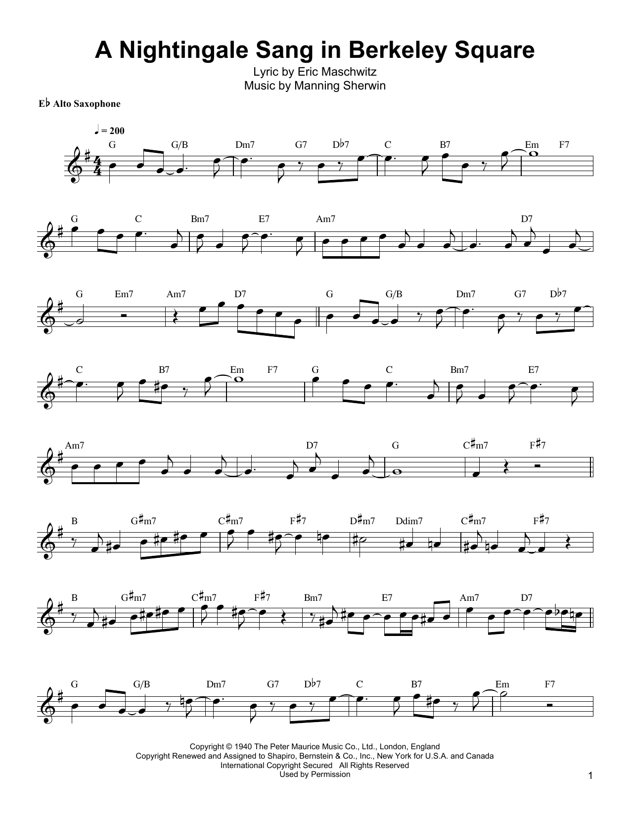 Download Bud Shank A Nightingale Sang In Berkeley Square Sheet Music and learn how to play Alto Sax Transcription PDF digital score in minutes