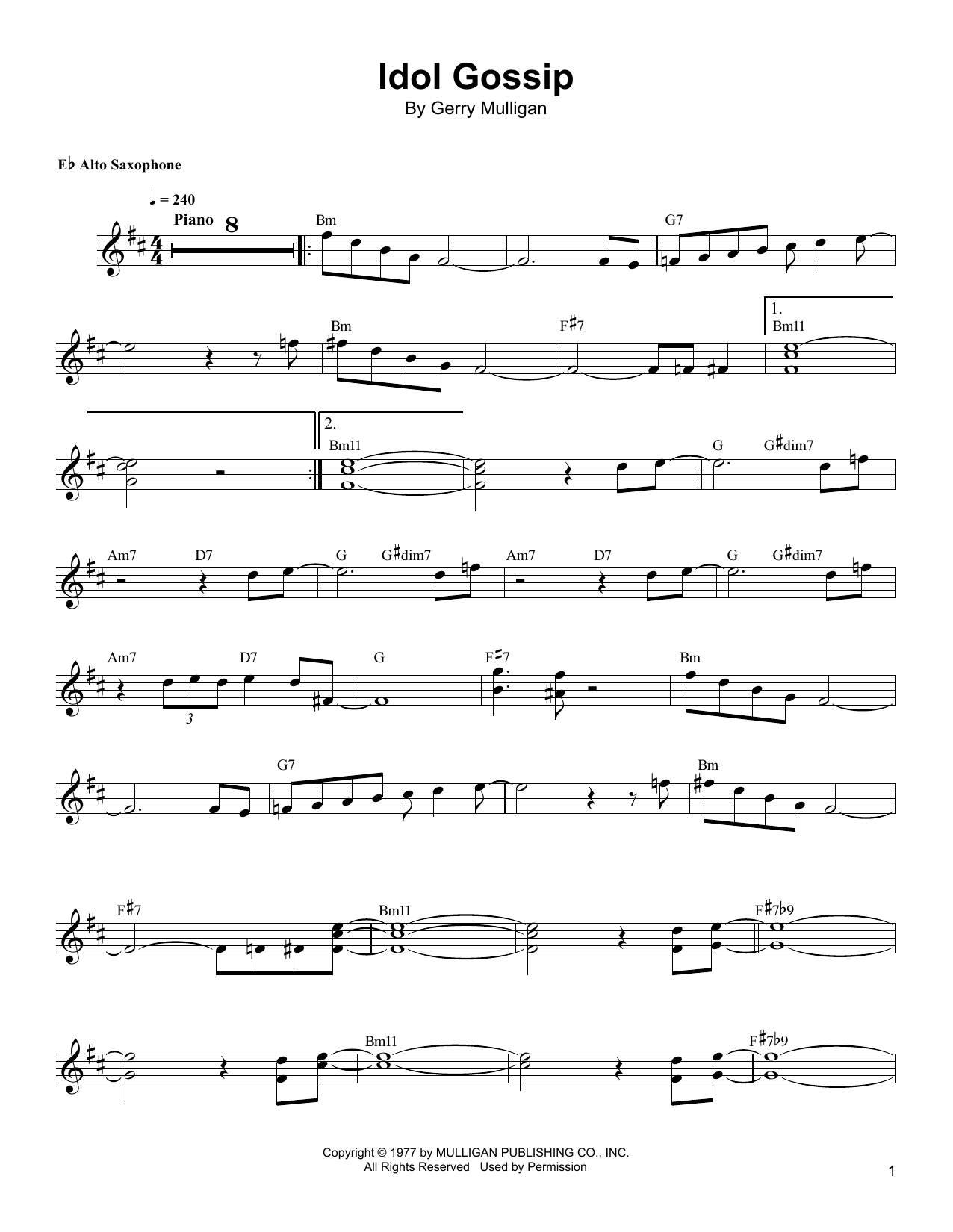 Download Bud Shank Idol Gossip Sheet Music and learn how to play Alto Sax Transcription PDF digital score in minutes