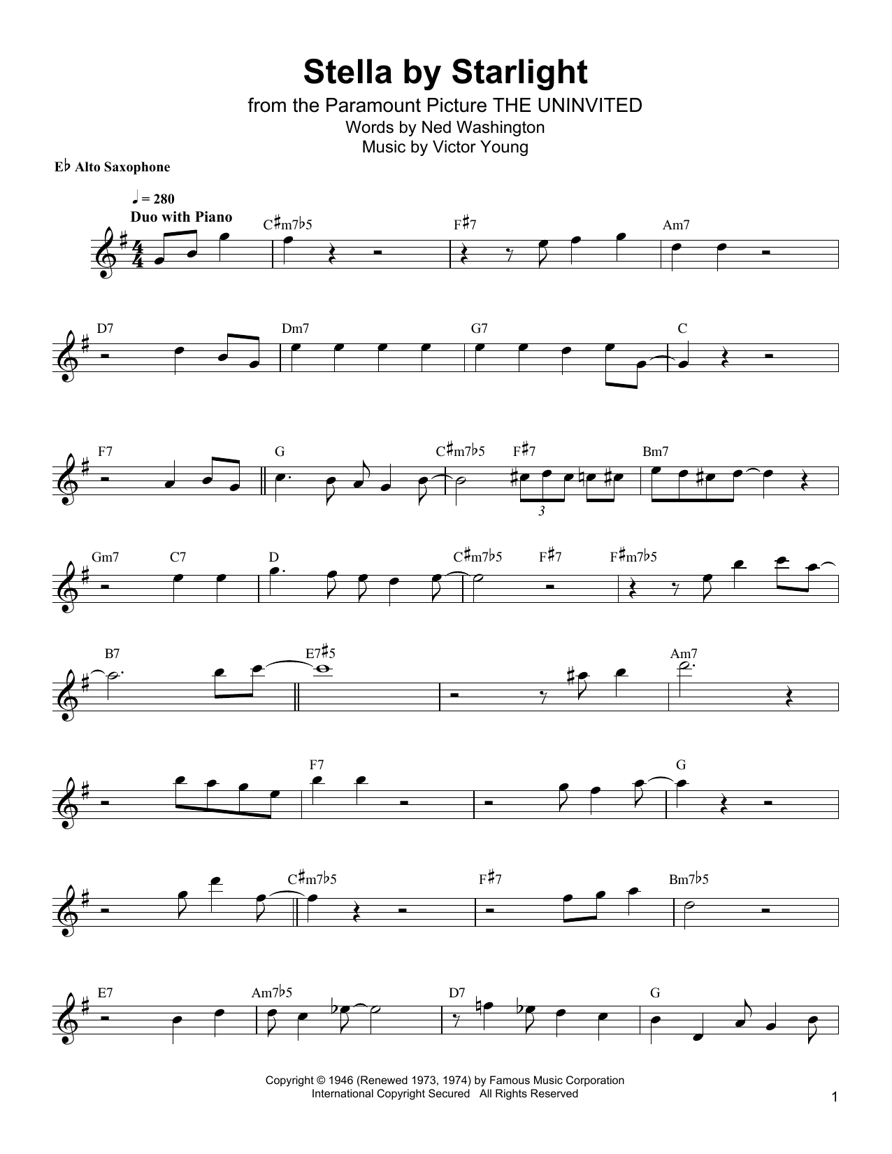 Download Bud Shank Stella By Starlight Sheet Music and learn how to play Alto Sax Transcription PDF digital score in minutes