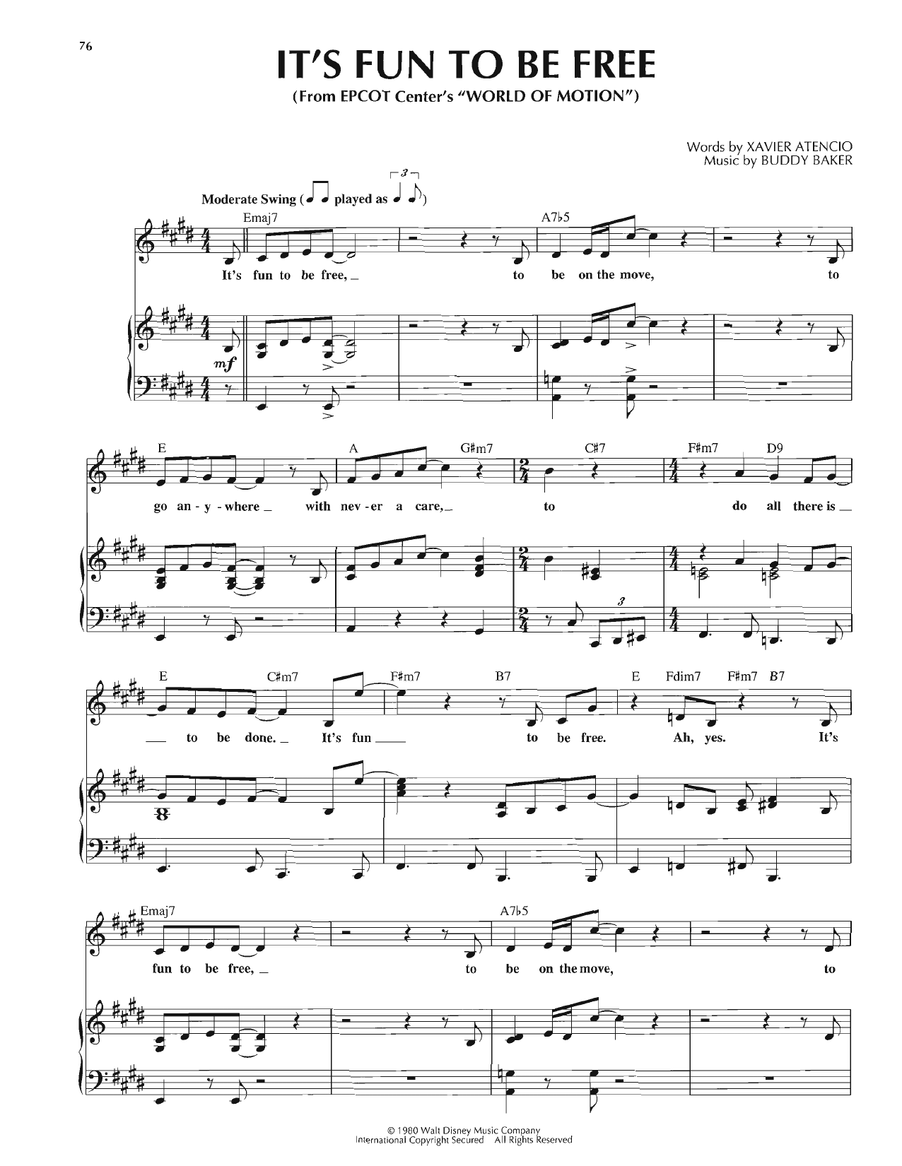 Download Buddy Baker It's Fun To Be Free Sheet Music and learn how to play Piano, Vocal & Guitar Chords (Right-Hand Melody) PDF digital score in minutes