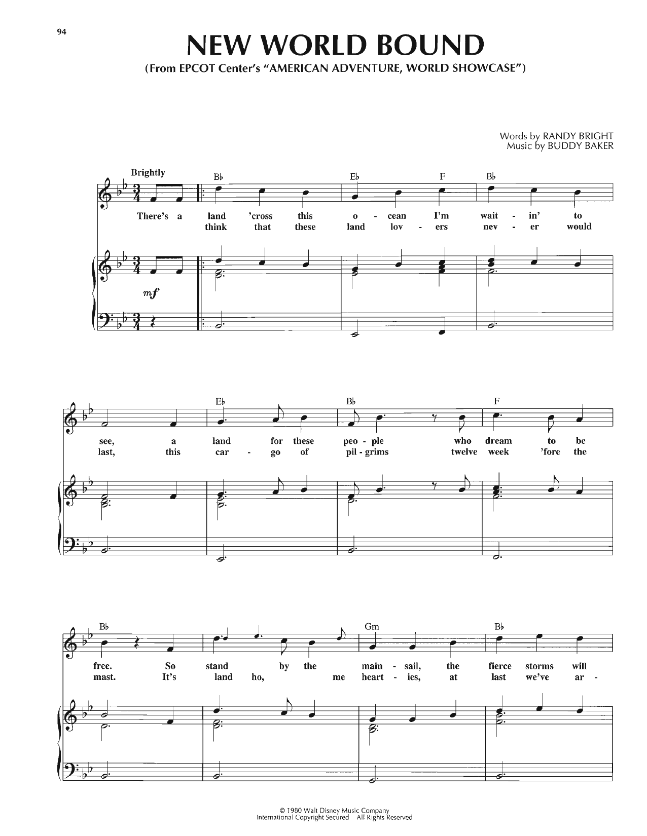 Download Buddy Baker New World Bound Sheet Music and learn how to play Piano, Vocal & Guitar Chords (Right-Hand Melody) PDF digital score in minutes