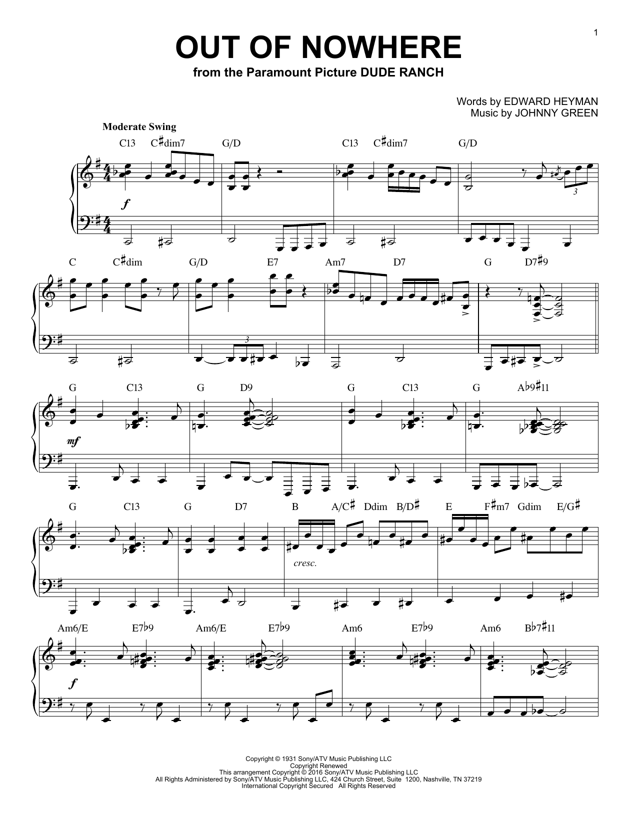 Download Buddy De Franco Out Of Nowhere Sheet Music and learn how to play Piano PDF digital score in minutes