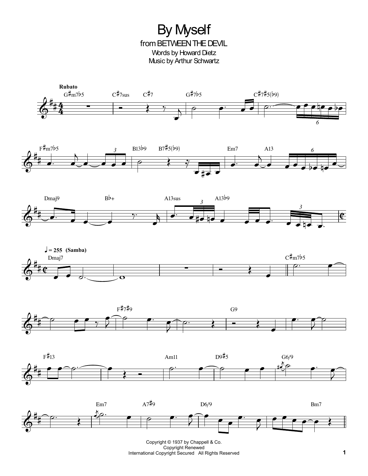 Download Buddy DeFranco By Myself Sheet Music and learn how to play Clarinet Transcription PDF digital score in minutes