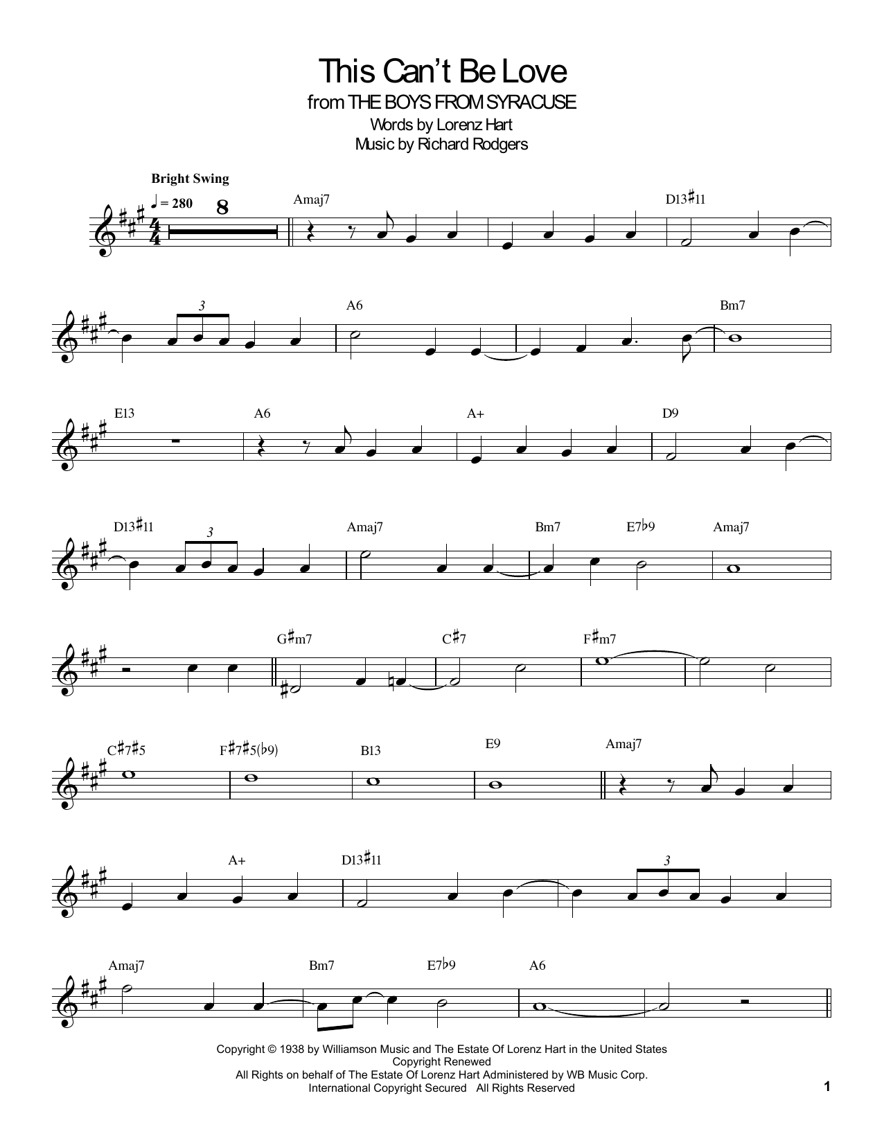 Download Buddy DeFranco This Can't Be Love Sheet Music and learn how to play Clarinet Transcription PDF digital score in minutes