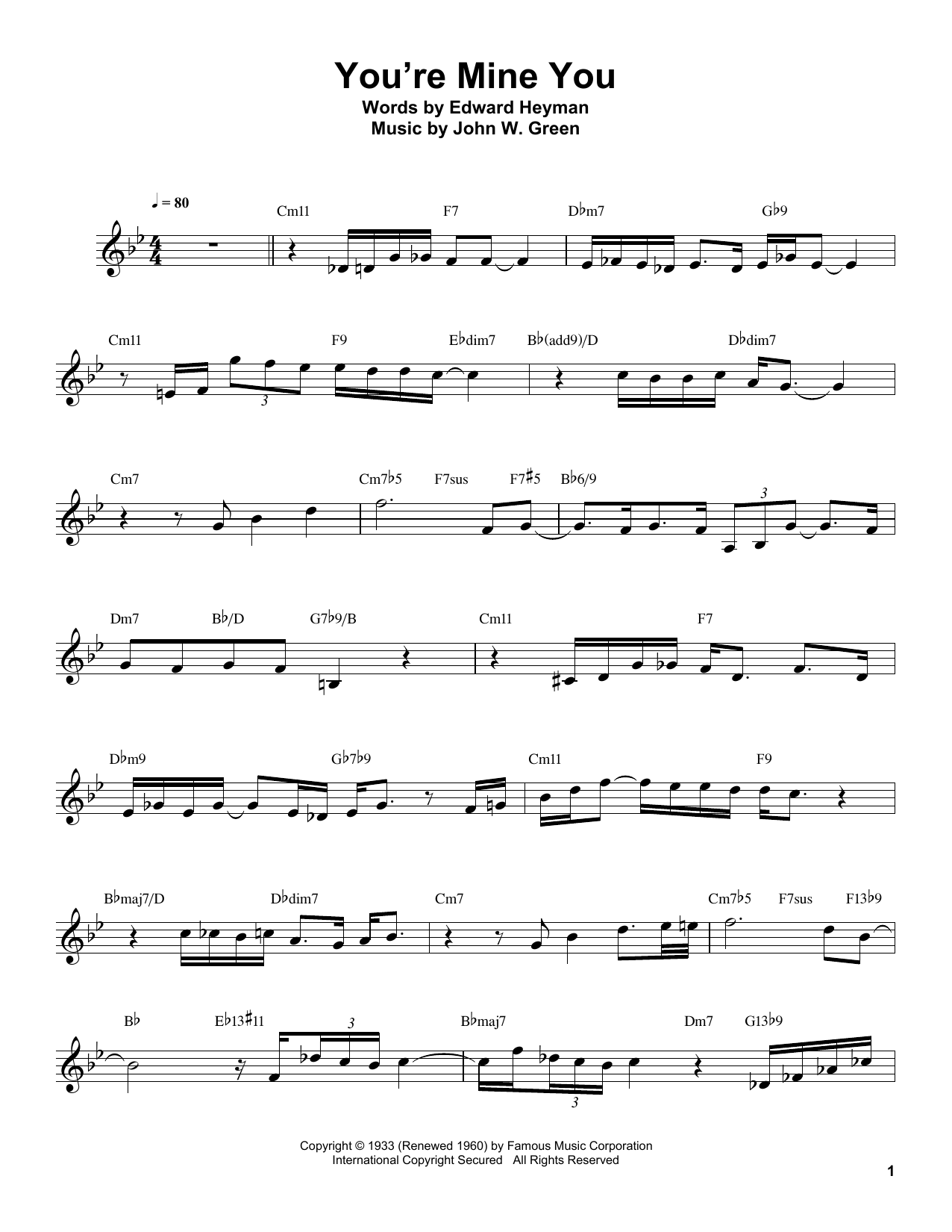 Download Buddy DeFranco You're Mine You Sheet Music and learn how to play Clarinet Transcription PDF digital score in minutes