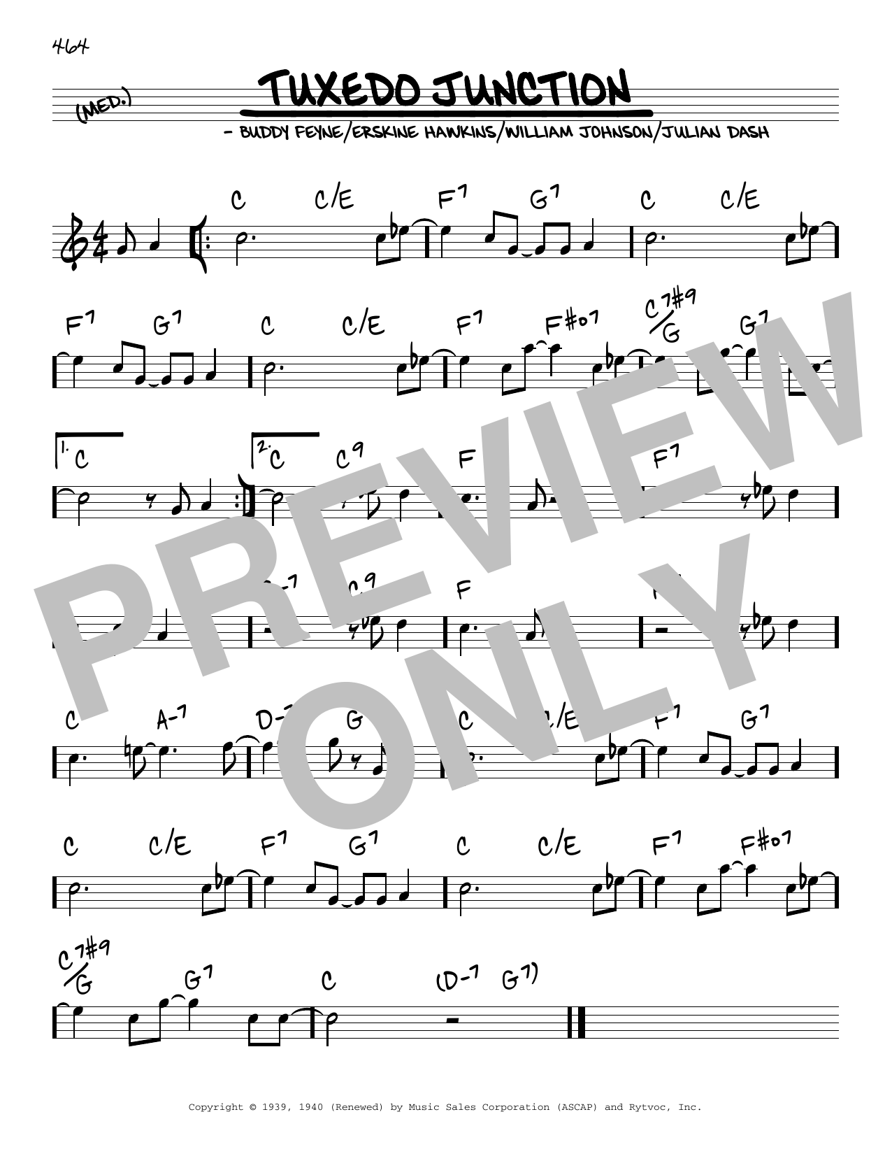 Download Buddy Feyne Tuxedo Junction Sheet Music and learn how to play Real Book – Melody & Chords PDF digital score in minutes