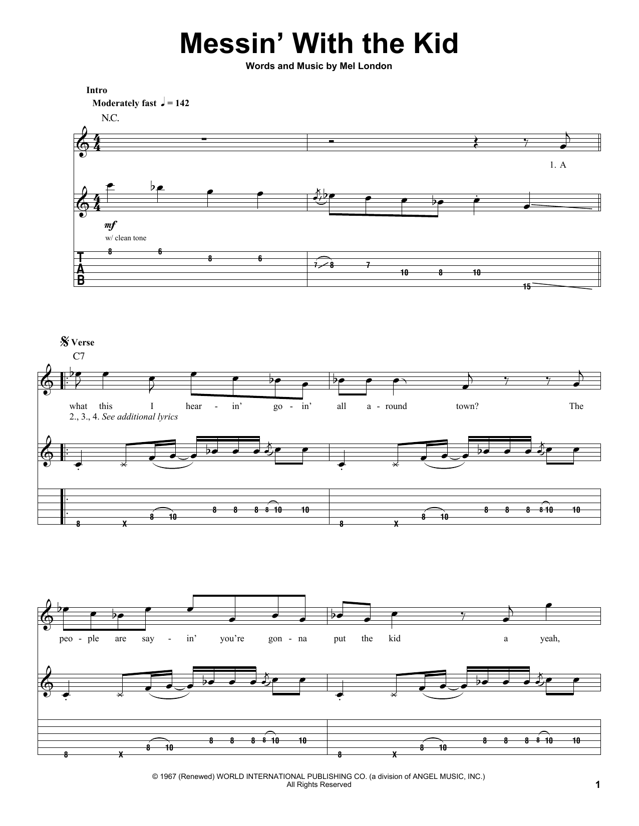 Download Buddy Guy & Junior Wells Messin' With The Kid Sheet Music and learn how to play Real Book – Melody, Lyrics & Chords PDF digital score in minutes