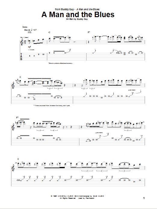 Download Buddy Guy A Man And The Blues Sheet Music and learn how to play Guitar Tab PDF digital score in minutes