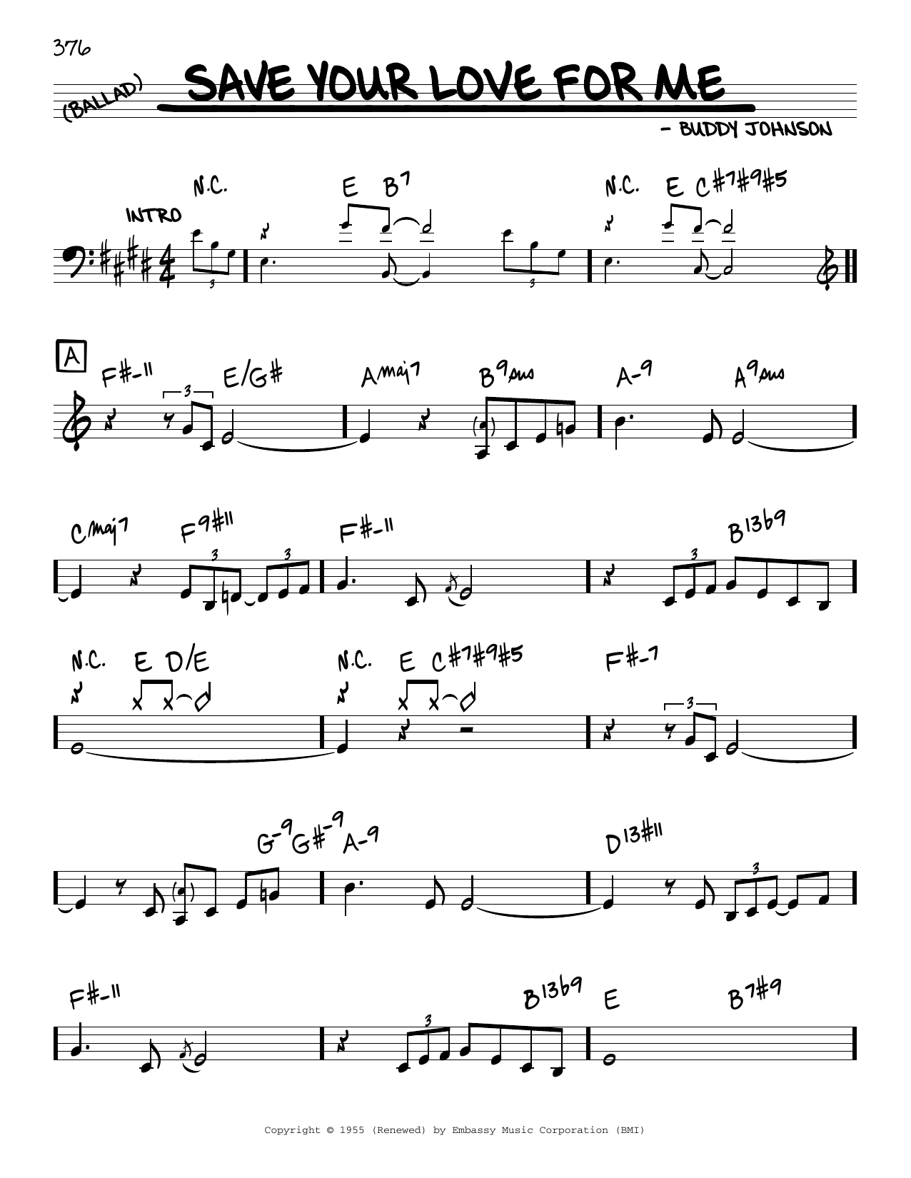 Download Buddy Johnson Save Your Love For Me Sheet Music and learn how to play Real Book – Melody & Chords PDF digital score in minutes