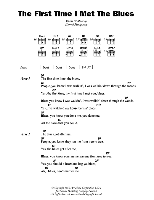 Download Buddy Guy The First Time I Met The Blues Sheet Music and learn how to play Lyrics & Chords PDF digital score in minutes