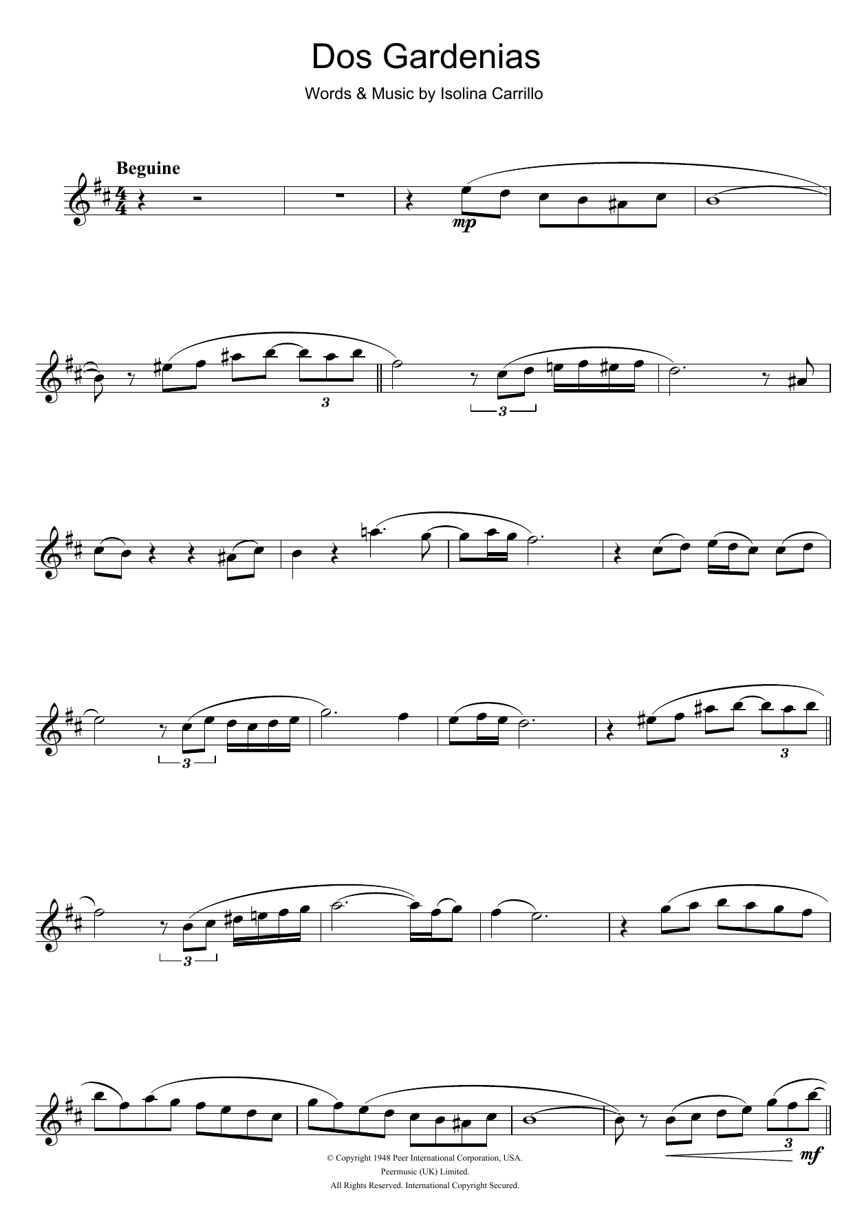 Download Buena Vista Social Club Dos Gardenias Sheet Music and learn how to play Flute PDF digital score in minutes