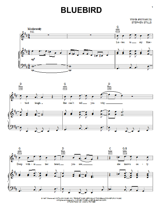 Download Buffalo Springfield Bluebird Sheet Music and learn how to play Lyrics & Chords PDF digital score in minutes